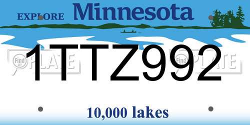 1TTZ992 Minnesota License Plate