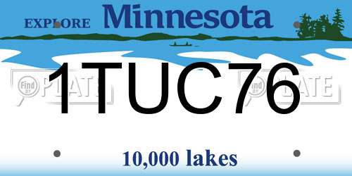 1TUC76 Minnesota License Plate