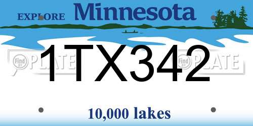 1TX342 Minnesota License Plate