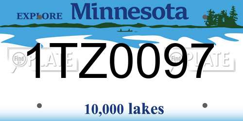 1TZ0097 Minnesota License Plate