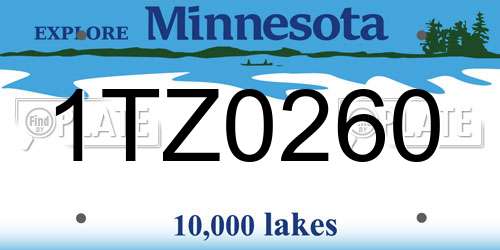 1TZ0260 Minnesota License Plate