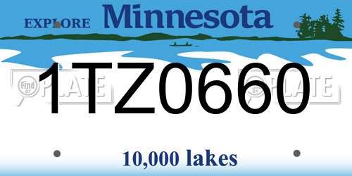 1TZ0660 Minnesota License Plate