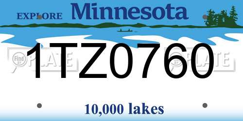 1TZ0760 Minnesota License Plate