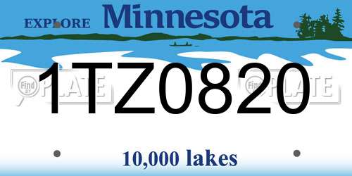 1TZ0820 Minnesota License Plate