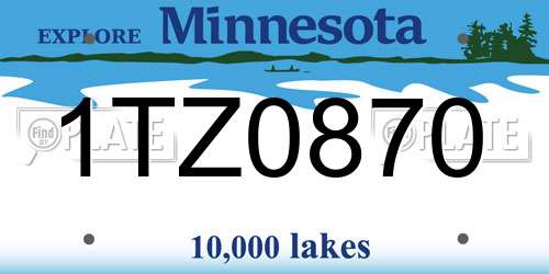 1TZ0870 Minnesota License Plate