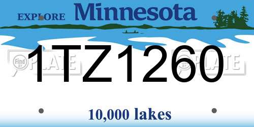 1TZ1260 Minnesota License Plate