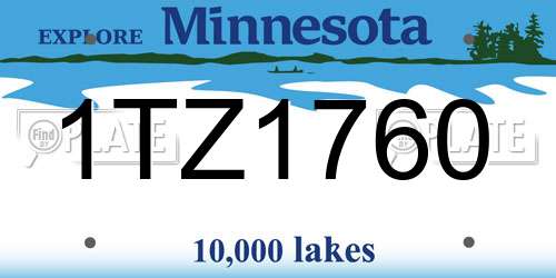 1TZ1760 Minnesota License Plate