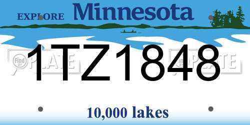 1TZ1848 Minnesota License Plate