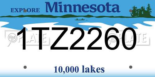 1TZ2260 Minnesota License Plate