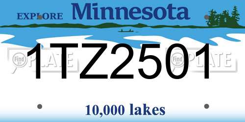 1TZ2501 Minnesota License Plate