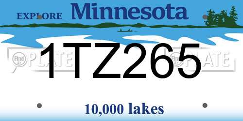 1TZ265 Minnesota License Plate