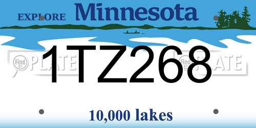 1TZ268 Minnesota License Plate