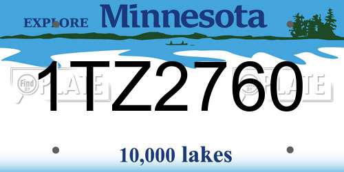 1TZ2760 Minnesota License Plate