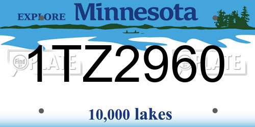 1TZ2960 Minnesota License Plate