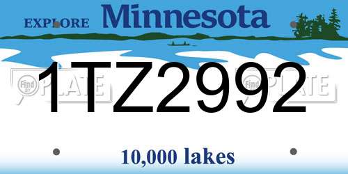 1TZ2992 Minnesota License Plate