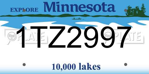 1TZ2997 Minnesota License Plate