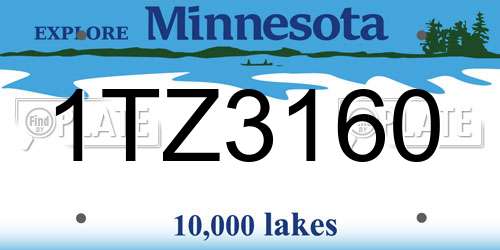 1TZ3160 Minnesota License Plate