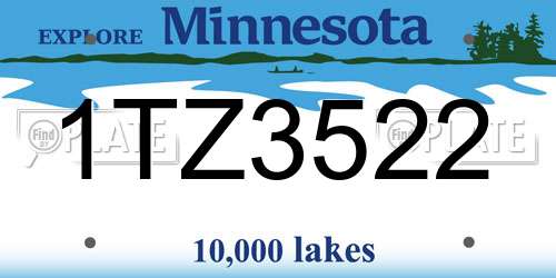 1TZ3522 Minnesota License Plate