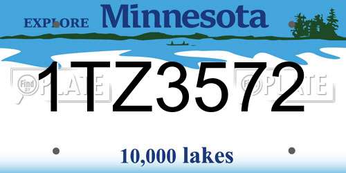 1TZ3572 Minnesota License Plate