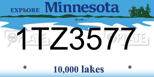1TZ3577 Minnesota License Plate
