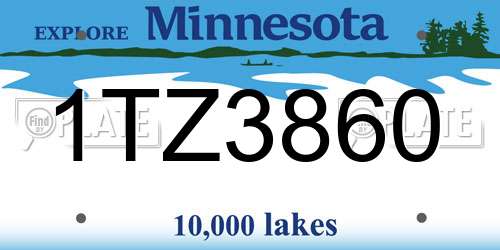 1TZ3860 Minnesota License Plate