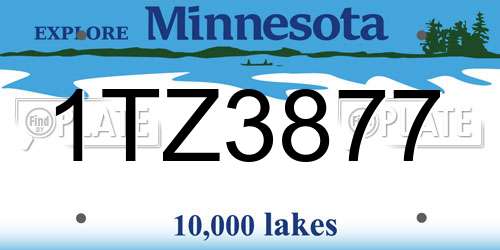 1TZ3877 Minnesota License Plate
