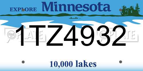 1TZ4932 Minnesota License Plate