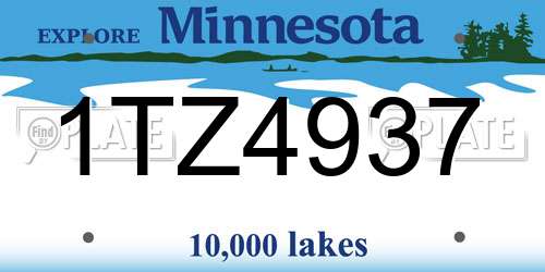1TZ4937 Minnesota License Plate
