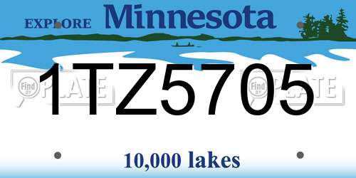 1TZ5705 Minnesota License Plate