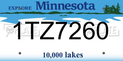 1TZ7260 Minnesota License Plate
