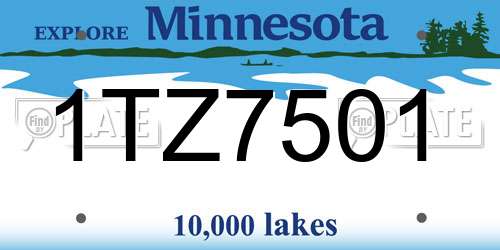 1TZ7501 Minnesota License Plate