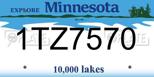 1TZ7570 Minnesota License Plate