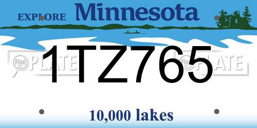 1TZ765 Minnesota License Plate