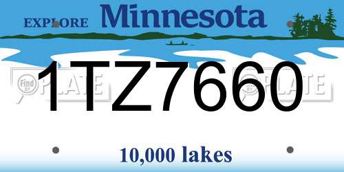 1TZ7660 Minnesota License Plate