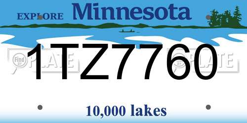 1TZ7760 Minnesota License Plate