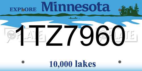 1TZ7960 Minnesota License Plate