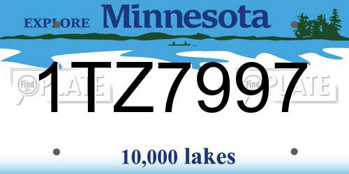 1TZ7997 Minnesota License Plate