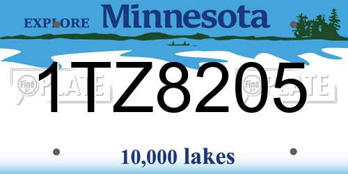 1TZ8205 Minnesota License Plate