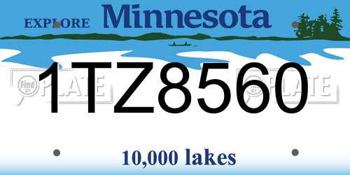 1TZ8560 Minnesota License Plate
