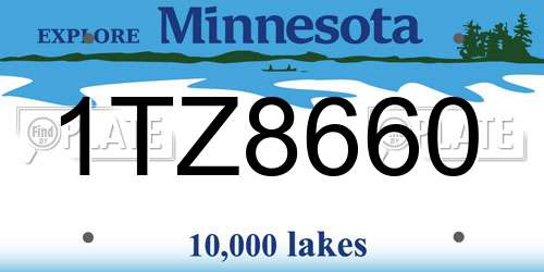 1TZ8660 Minnesota License Plate