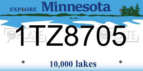 1TZ8705 Minnesota License Plate