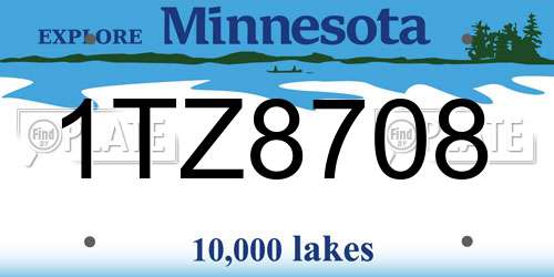 1TZ8708 Minnesota License Plate