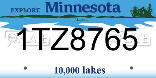 1TZ8765 Minnesota License Plate