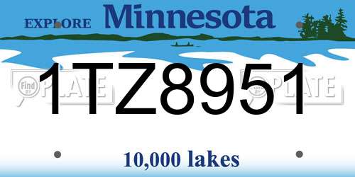 1TZ8951 Minnesota License Plate