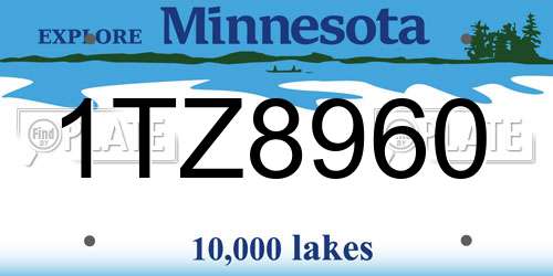 1TZ8960 Minnesota License Plate