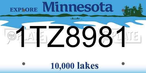 1TZ8981 Minnesota License Plate