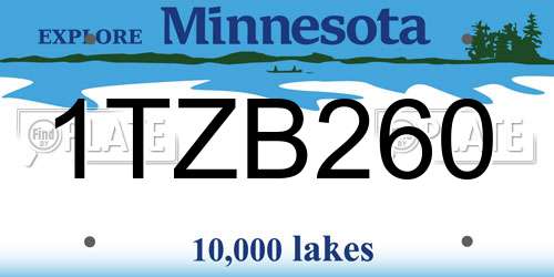 1TZB260 Minnesota License Plate