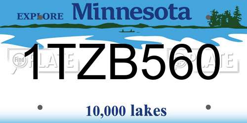 1TZB560 Minnesota License Plate