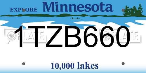 1TZB660 Minnesota License Plate