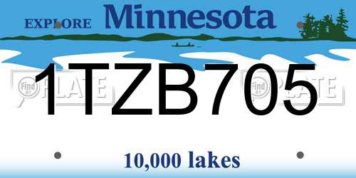 1TZB705 Minnesota License Plate